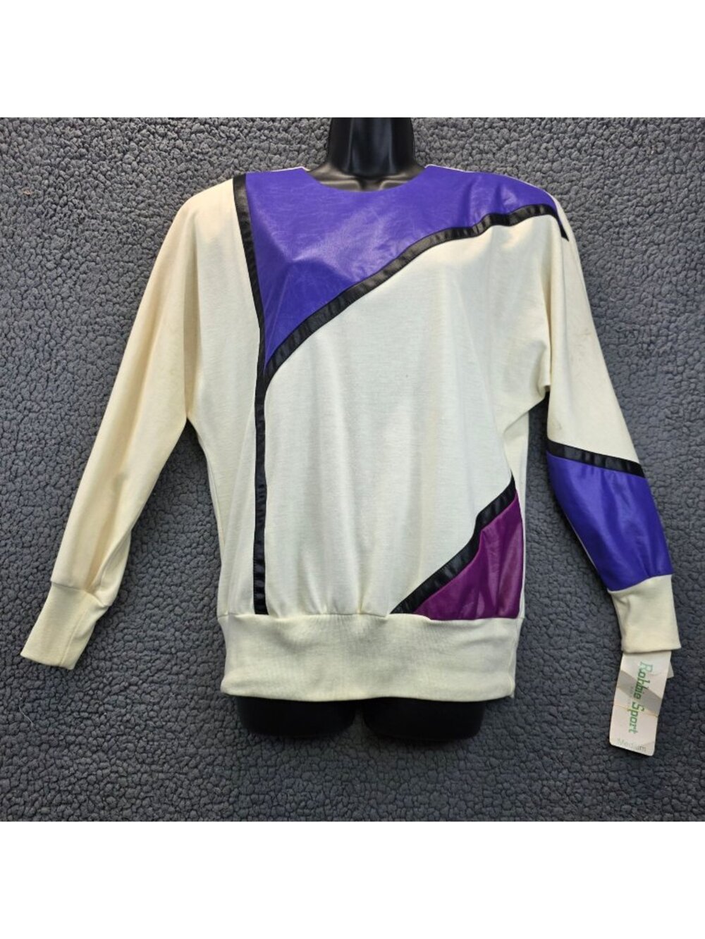 Vintage 90s Robbie Sport Neon Colorblock Top M White Dolman Sleeve Retro Twee